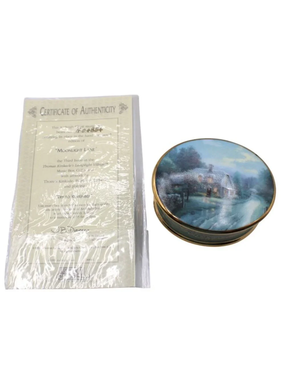 Thomas Kinkade Moonlight Lane Music Box Lamplight Village Collection 1999 3rd Ed
